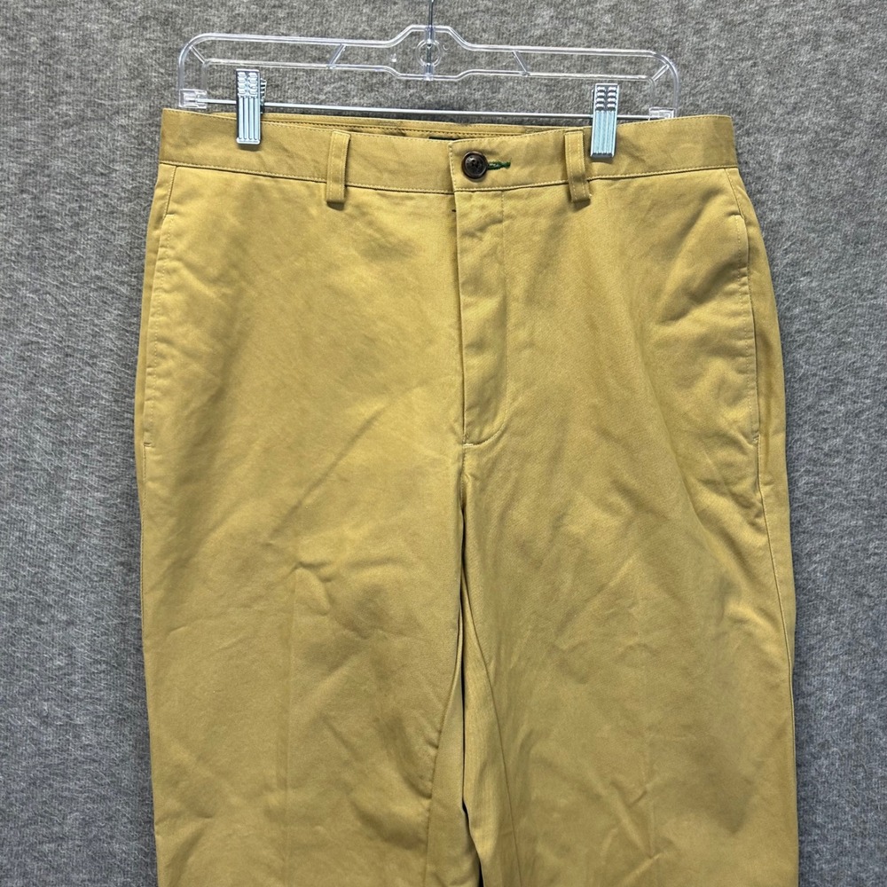Orvis Mens 32 Tan Cotton Twill Flat Front Straight Leg Chino Pants RN70534